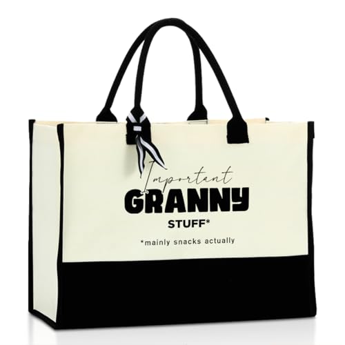 Granny's Canvas Tote Bags - Reusable Grocery & Beach Bags for Grandma, Mother's Day & Birthday Gifts