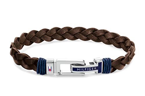 Tommy Hilfiger Jewelry Geflochtenes Lederarmband für Herren Braune Farbe - 2790309