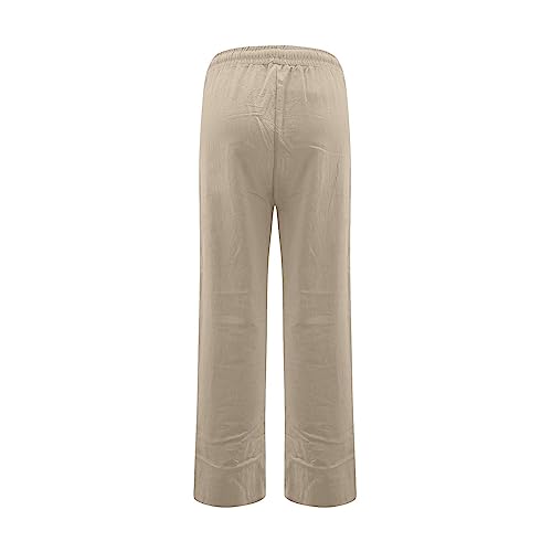 Linen Pants Women Casual Drawstring High Waisted Straight Leg Pants Summer Loose Comfy Lounge Pants with Pockets3