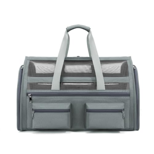 「NexPon」ペットキャリー犬や猫用のペットバッグ フルメッシュ。かわいい。超軽量。底板付きでコンパクト。クッション付き。折りたたんで収納可能。トラクション付き。ソフトエッジ。折りたたみ可能。四季対応。夏と冬の旅行やお出かけに。 (グレー)