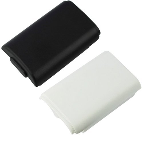 GTMax Black Controller Battery Cover + White Controller Battery Cover for Microsoft Xbox 360