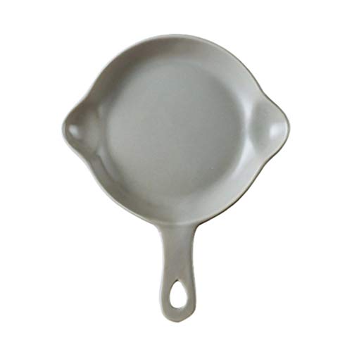 Luxshiny 1stück Keramisches Serviertablett Mit Griff Rundes Graues Backblech Für Haus Restaurant Und Hotel Für Pasta Steak Pizza Salat Und Mehr Leicht Zu Reinigen Und Mikrowellengeeignet