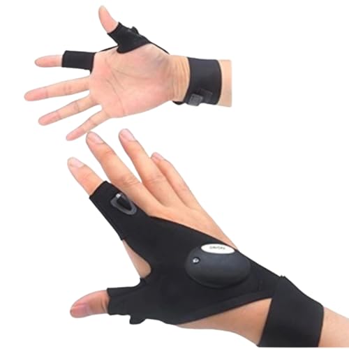 Luva 2 Dedos Lanterna Luz Led Consertos Reparos Pescaria Top