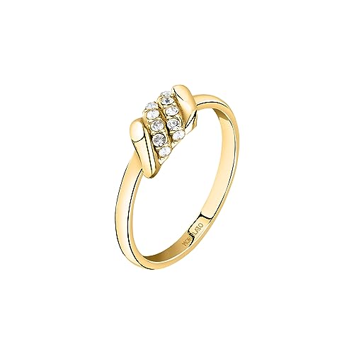 Morellato Anello Donna in Acciaio, Cristalli, PVD Oro Giallo, Collezione Torchon