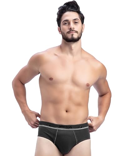 Image of Milton Mens Cotton Solid Outer Elastic Brief | Premium Soft Cotton Underwear | Breathable & Skin-Friendly Briefs with Comfort Fit Waistband | Pack of 1, Color May Vary as per Availability