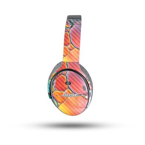 Image of MightySkins Carbon Fiber Skin Compatible with Bose QuietComfort 35 II Headphones - Rainbow Bubbles | Protective, Durable Textured Carbon Fiber Finish | Easy to Apply
