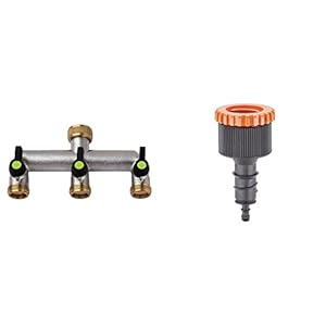 S & amp; M 550 256 Rubinetto Tripla, 3 Vie, 3/4 & quot;x 3/4 & quot; & Claber 7806050 Accessori Rainjet Goccia Raccordo per Tubo 1/2