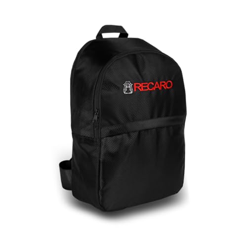 W-POWER JDM Bride Recaro Racing Laptop Travel Backpack Carbon Fiber Style with Adjustable Harness Straps (RECARO-Black Strap)