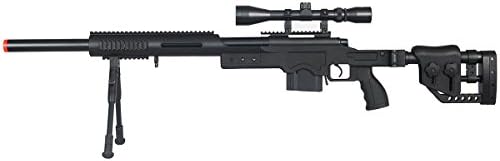 Well MB4410BAB Full Metal MB4410 Spring Sniper Rifle Airsoft Gun (Black/Scope & Bipod Package)
