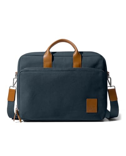 Image of DailyObjects 100% Cotton Canvas Commute Laptop Messenger Bag for Men & Women | Travel Shoulder Handbag With Trolley Sleeve | Metal Zip Closure | Leather Handles | Padded Laptop Compartment For 14 inch
