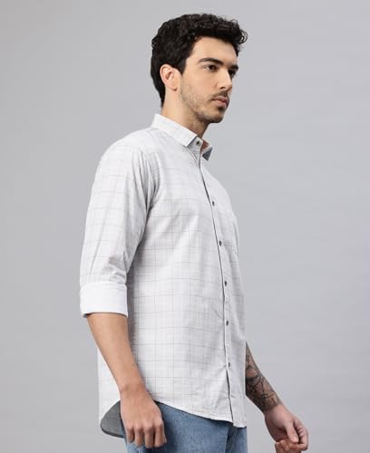 Image of Majestic Man Comfort Slim Fit Pure Cotton Checked Casual Shirt