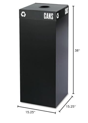 Image of Safco 2983BL Public Square Recycling Receptacle Base, 37-Gallon (Top Sold Separately), Black
