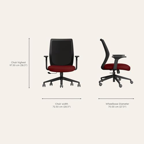 Image of Interio by Godrej Curv Premium Mesh Wide Back Ergonomic Chair for Work from Home /Study | 1 Year Warranty | Height Adjustable Chair | Heavy Duty PP Base | DIY Installation (Set of 10, Milan Red)
