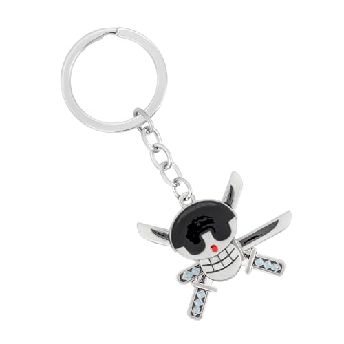 One Piece Keychain – Zoro Skull Emblem Anime Keychain – Durable Metal Charm for Bags, Backpacks & One Piece Gifts – Anime Merch