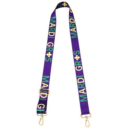 Image of Mardi Gras Purse Strap Replacement Mask Fleur De Lis Purse Strap Purple Crossbody Bag Strap Parade Party Favors