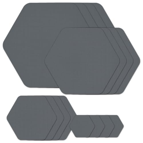 GYGYL Down Jacket Repair Patches, Self-Adhesive Waterproof Nylon Repair Patches for Jackets, Tents, Outdoor Gear and Technical Fabrics, Hex Shapes-16Pcs, Dark Gray