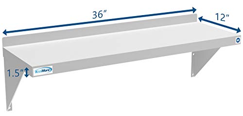 Image of KoolMore NSF Stainless Steel Wall Mount Shelf - Industrial Grade Metal Shelf for Commercial Restaurant Kitchens 12 x 36