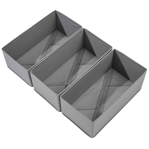 Bructhun Sock Drawer Organizer Set of 3 Pack Gray, 11'...
