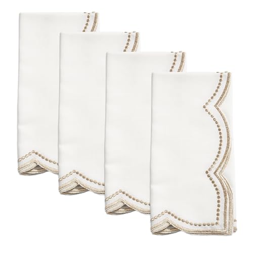 Servilletas bordadas con borde escalope set de 4 miniatura 3