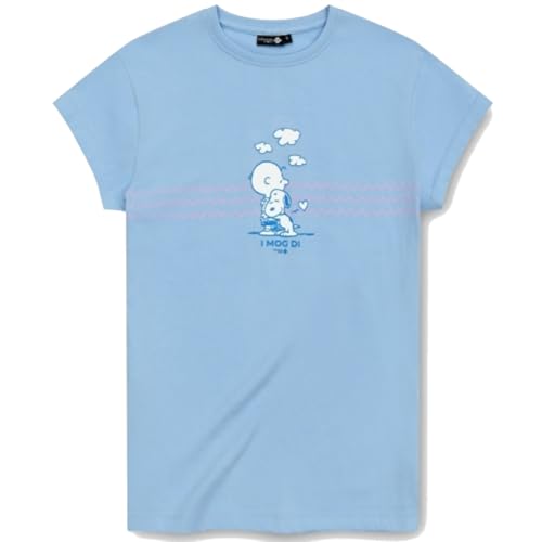 T-shirt Peanuts I Mog Di Bavarian Caps bleu ciel en taille S pour femme