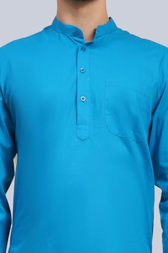 Image of SKAVIJ Men's Long Sleeve Short Tunic Ethnic Wear Cotton Kurta