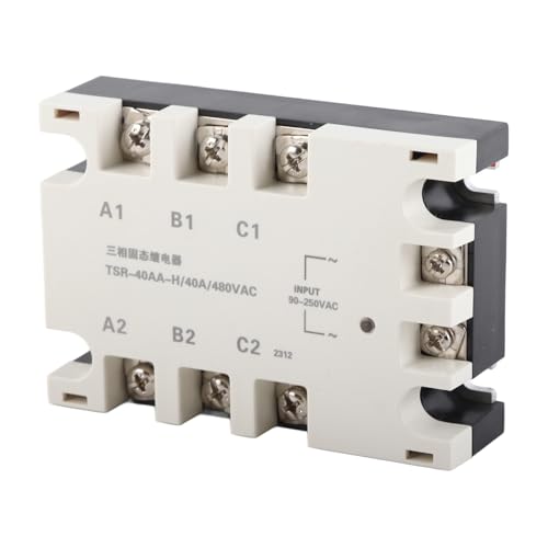 40A 3-Phasen SSR AC-AC Solid State Relais, 90-250VAC Eingang 24-480VAC Last - TSR-40AA-H Halbleiterrelais für CNC, Industrieautomatisierung, Ampeln, explosionsgeschützt & hohe Schaltgeschwindigkeit