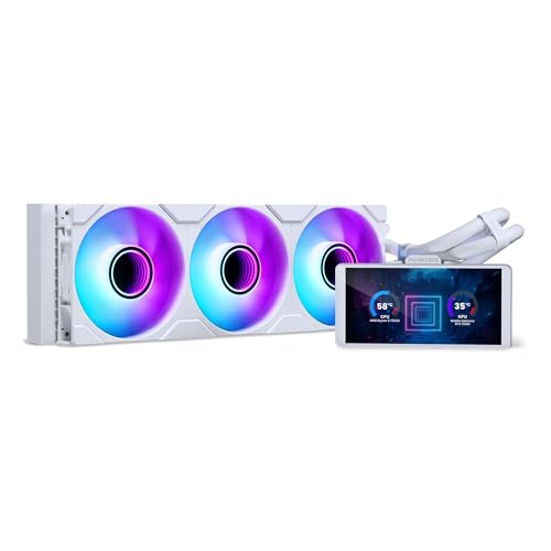 Phanteks Glacier One 360M25-LCD AIO Liquid CPU Cooler 6 IPS LCD HD Display 120mm M25 Gen2 D-RGB Fans High-Performance Copper Cold Plate Intel & AMD Compatible White