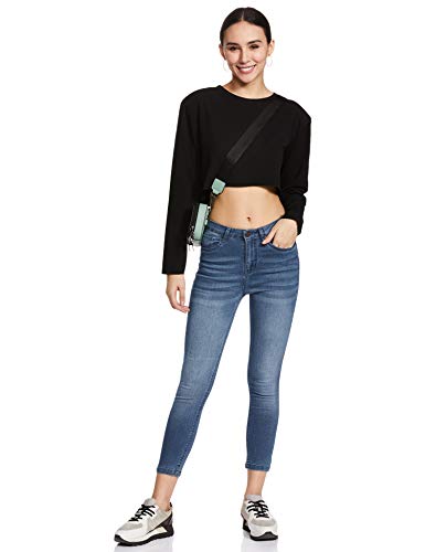 Image of Amazon Brand - INKAST Women's Mid Rise Cropped Length Stretchable Slim Fit Jeans