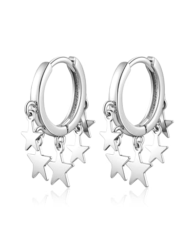 Watforsh Small Hoop Star Huggie Dangle and Drop Prom Lightweight Earrings Celestial Star Jewelry for Women