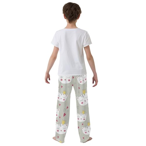 Boys' Pants Cute Cats Crown and Hearts Long Bottoms Jogger Pants Elastic Waist Trousers with Pockets S-XL3