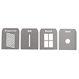 Contenido de la caja: 4 gobos PIXAPRO Gobo Sets para PiXAPRO EF/Mount Optical Snoot Spot Proyector 4 diseños diferentes, corte láser, construcción de acero inoxidable, ligero portátil fotografía creativa (set A)