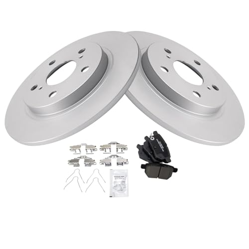 Image of TRQ Rear Brake Pad and Rotor Set Ceramic G Coated Rotors Compatible with 2016 Scion iM 2008-2015 xB 2017-2018 Toyota Corolla iM 2009-2013 Matrix