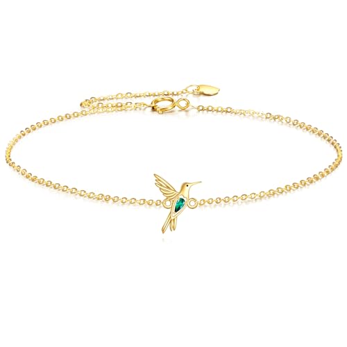 Image of DOVRAN 9K /10K /14K Gold Butterfly /Dragonfly /Hummingbird Bracelet for Women Real Yellow Gold Animal Bracelet Jewelry Birthday Gifts for Mom Wife