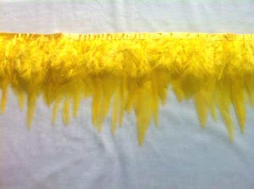 EliteKoopers 1 Meter Yellow Rooster Hackle Feather Fringe Trim for Custume Dress Decoration Clothes Carnival Accessories โ image 1