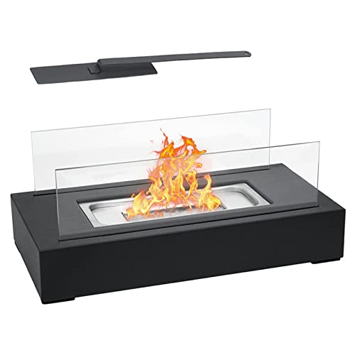 KUANGGE Chimenea de Mesa Rectangular, brasero portátil, Calentador con Modelado de Llama, brasero de bioetanol, Ideal para Uso en Interiores y Exteriores