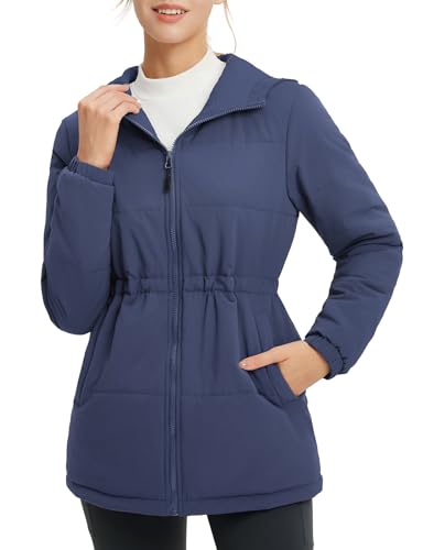 baleaf Women's Long Puffer Jacket Quilted Jackets Winter Coat with Hood Warm Lightweught Insulated Hiking Snow