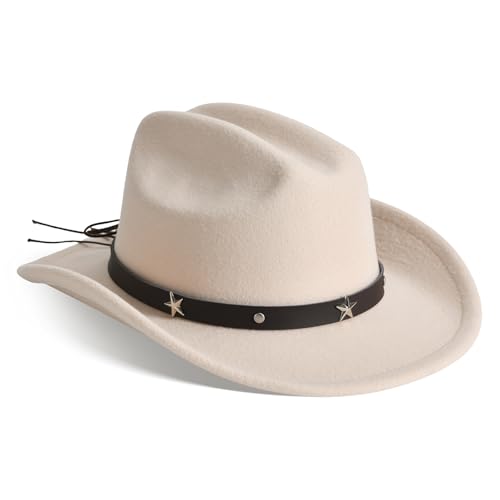 Image of Willheoy Kids Cowboy Hat for Girls Boys Western Cowgirl Hat with Buckle Belt Unisex Wide Brim Fedora Hat Dress Up Costume