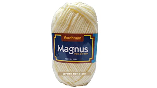 Image of Vardhman Magnus Knitting Yarn 100% Acrylic Bulky 4Ply Yarn (Pack of 1 Ball - 100g) - Knitting & Crochet Yarn for Winter Sweaters, Scarves, Blankets | Hypoallergenic, Hand Wash -Cream - Mag002