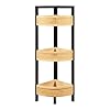 [en.casa] Scaffale Angolare da Terra Mobile Basso a 3 Ripiani in Bambù con Bordi Alti Frontali Decorativi Effetto Rattan Angoliera per Soggiorno Ingresso Bagno Cucina 80x23x23 cm Nero/Naturale #3