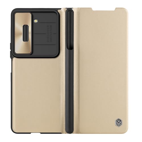 Protection Samsung Galaxy Z Fold5 antichoc étui cuir or champenois avec porte-stylo amovible