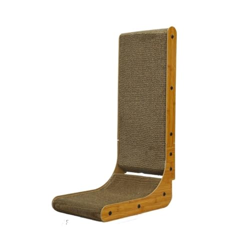 Griffoir pour chat en carton ondulé en L : tapis à gratter vertical pour chat d'intérieur 70x40cm