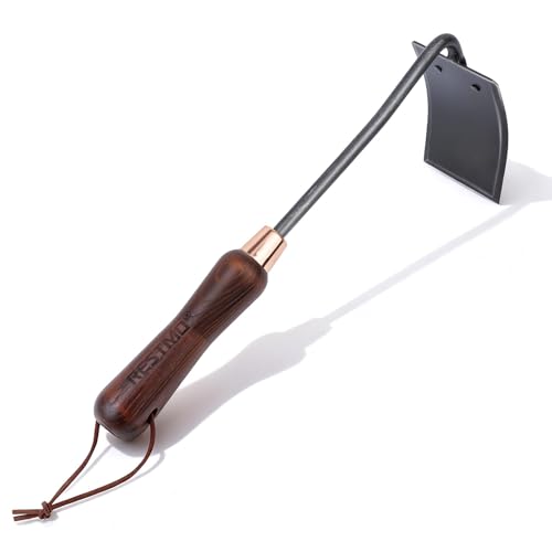 Restmo Heavy Duty Hoe Garden Tool Suitable for use on Hard Soil Thickened Garden Hoe for Weeding Loosening Soil Ideal for Flower beds Vegetable Gardens