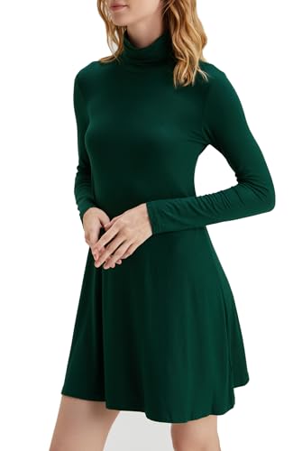 Image of KEEDONE Women's Long Sleeve Turtleneck Casual Loose T-Shirt Dresses