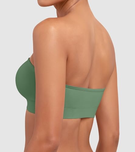 Image of DEANGELMON Strapless Bras for Women Wireless Push Up Non-Slip Bandeau Bra Seamless Clear Straps TubeTop Padded Bralette