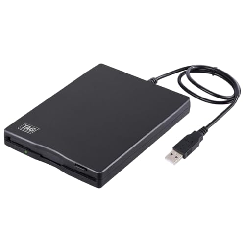 Image of TAG Floppy Disk Reader Drive, 3.5 Inch USB External Floppy Disk Drive 3 1 /2 Floppy Disc Reader for Mac Windows PC Laptop Desktop, Plug and Play, Black