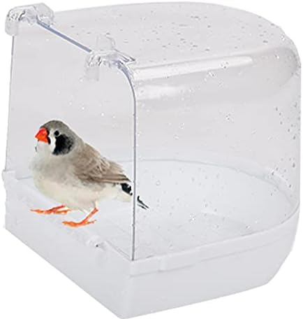 Bonaweite Bird Bath Box, Caged Parrot Bathing Tub, Parakeet Birdcage Accessory Supplies Bathroom for Small Canary Budgerigar Cockatiel Lovebird Budgies