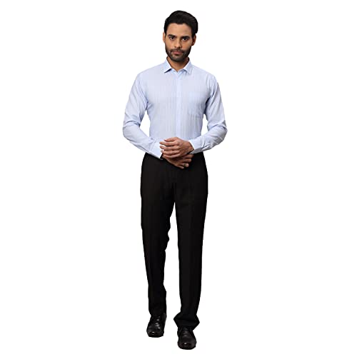 Image of Park Avenue Men's Pure Cotton Stripe Pattern Slim Fit Semi Cutaway Collar Full Sleeve Formal Shirt