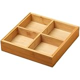 Hrzisda 小皿セット、和風、竹皿、陶器、前菜皿、盛り鉢、深皿、仕切り付き、天然木、醤油盆、前菜皿、盛り鉢、和食器、陶磁器、アイスクリーム、ソース盆、鍋、バーベキュー、寿司レストラン (4マス竹格子)