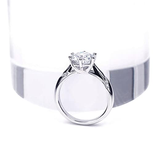0.5 CT Round Moissanite Engagement Rings for Women 925 Silver Plated 18K White Gold Solitaire Band DEF Color VVS Clarity Moissanite Wedding band2