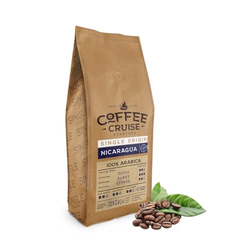 Los 10 mejores cafés en grano de Nicaragua COFFEE CRUISE Café Nicaragua en Grano 1kg - Tostado Medio - Aroma Caramelo y Miel - Para Todas Las Máquinas de Café - 100% Arábigo